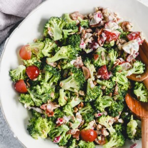 bowl of fresh broccoli salad
