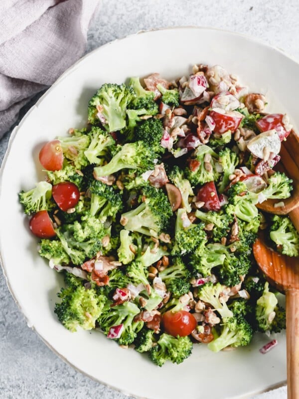 bowl of fresh broccoli salad