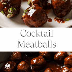 Titled Photo Collage (and shown): Cocktail meatballs.