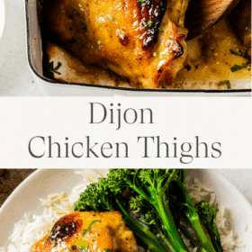 Titled Photo Collage (and shown): Dijon Chicken Thighs