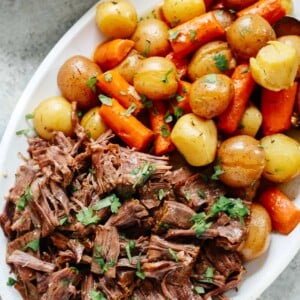 overhead view of Pot Roast platter