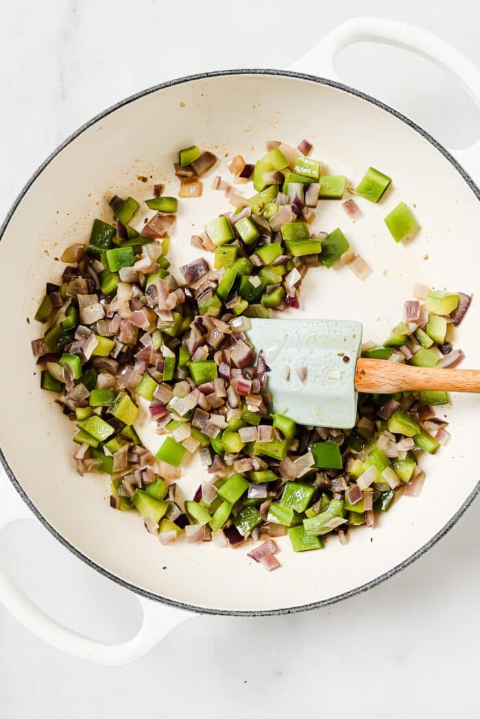 sautéed vegetable in a white skillet