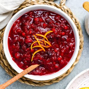 overhead view of cranberry orange sauce