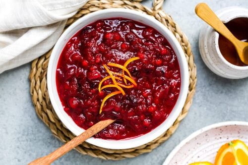 overhead view of cranberry orange sauce