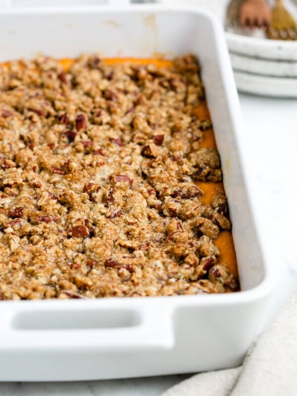 closeup of sweet potato casserole