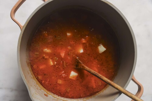 Ground Turkey Soup in a pot