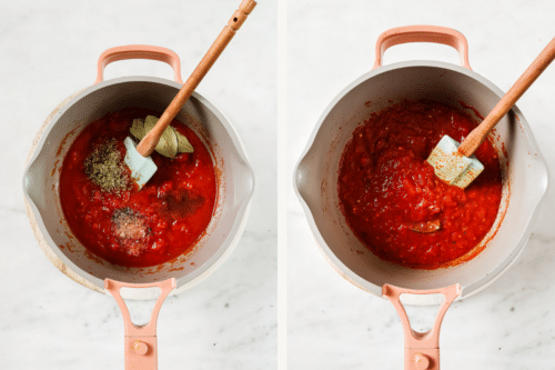 tomato sauce in a pot/skillet