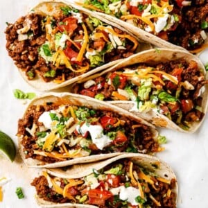 Ground Beef Tacos on a counter top