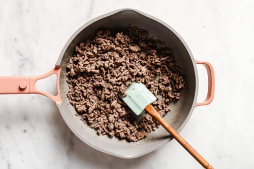 ground beef in a skillet