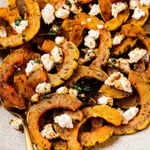 overhead view of Roasted Delicata Squash