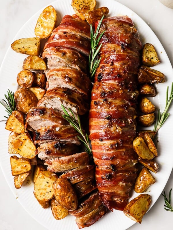Overhead view of Bacon Wrap Pork Tenderloin