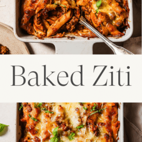 Titled Photo Collage (and shown): Baked Ziti