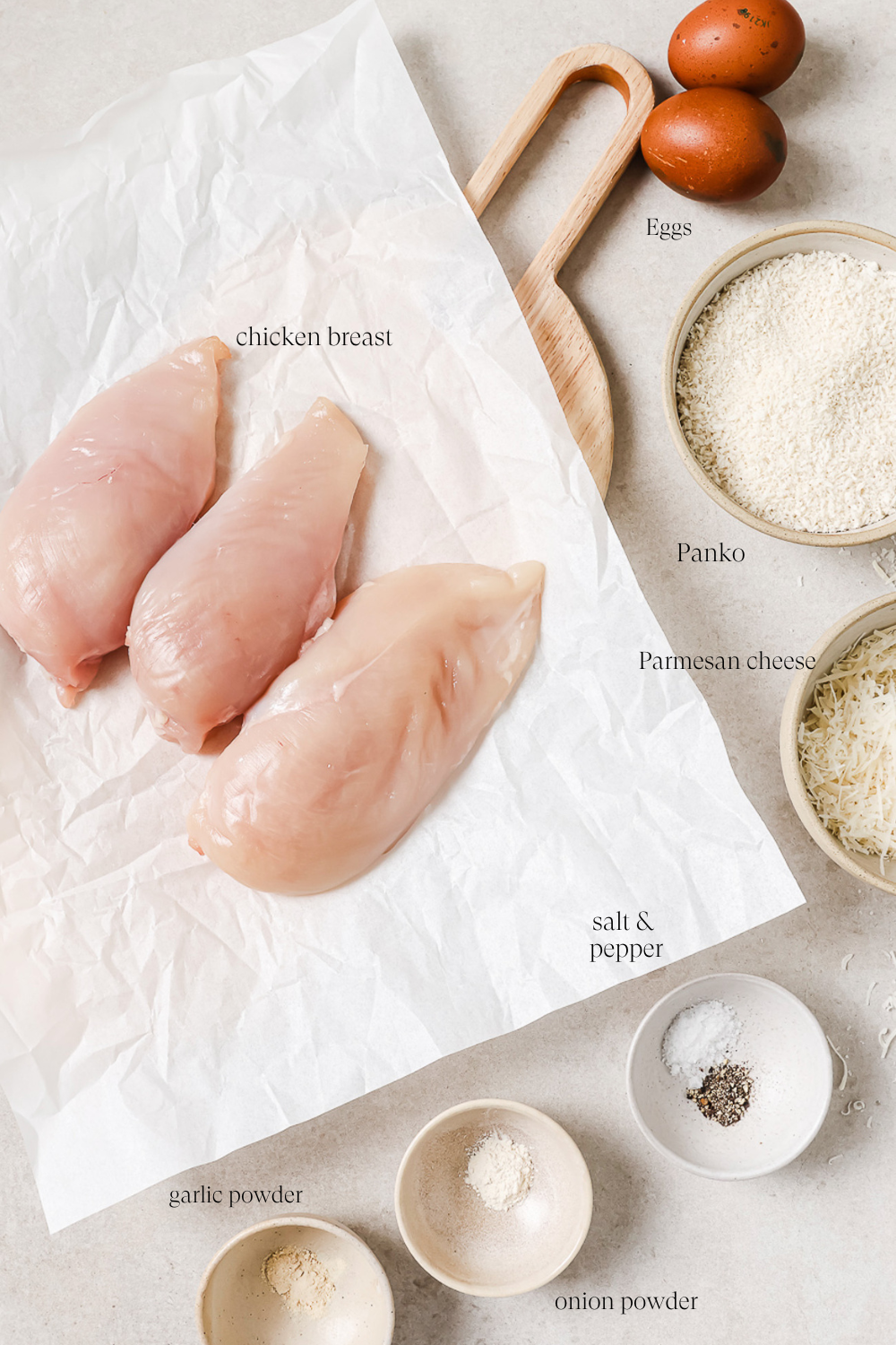 Pre-measured ingredients with text labels for each ingredient.