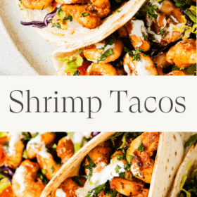 Titled Photo Collage (and shown): Shrimp Tacos