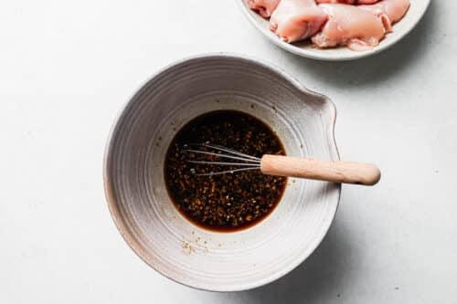 ingredients to make teriyaki chicken in a bowl