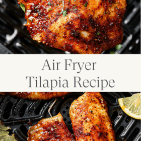 Titled Photo Collage (and shown): Air Fryer Tilapia