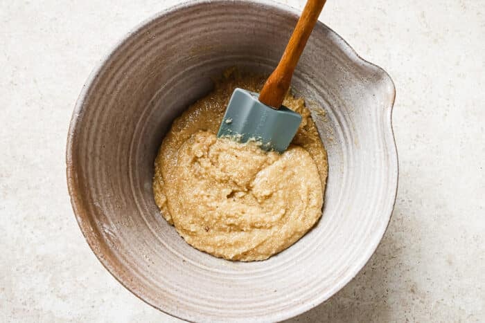 Bowl filled with pecan dough