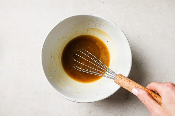 pecan pie misture topping in a white bowl